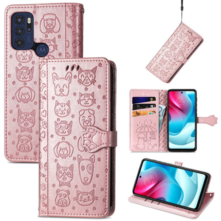 Lovely Cat and Dog Embossing Pattern Horizontal Flip Leather Phone Case with Holder & Card Slots & Wallet & Cartoon Clasp & Lanyard, For Motorola Moto G60S, For Tecno Pova 2, For vivo X70 Pro