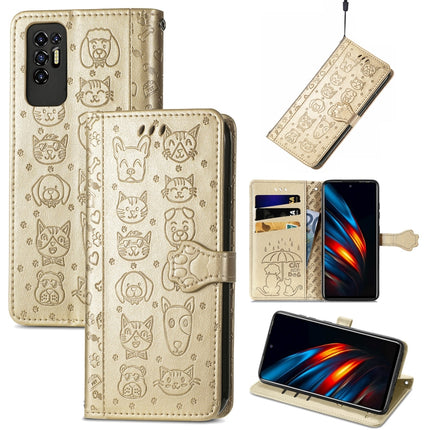 Lovely Cat and Dog Embossing Pattern Horizontal Flip Leather Phone Case with Holder & Card Slots & Wallet & Cartoon Clasp & Lanyard, For Motorola Moto G60S, For Tecno Pova 2, For vivo X70 Pro