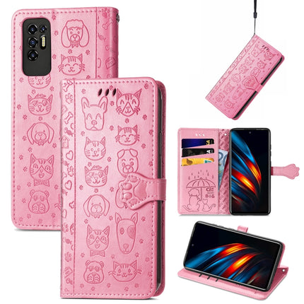 Lovely Cat and Dog Embossing Pattern Horizontal Flip Leather Phone Case with Holder & Card Slots & Wallet & Cartoon Clasp & Lanyard, For Motorola Moto G60S, For Tecno Pova 2, For vivo X70 Pro