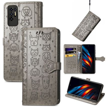 Lovely Cat and Dog Embossing Pattern Horizontal Flip Leather Phone Case with Holder & Card Slots & Wallet & Cartoon Clasp & Lanyard, For Motorola Moto G60S, For Tecno Pova 2, For vivo X70 Pro