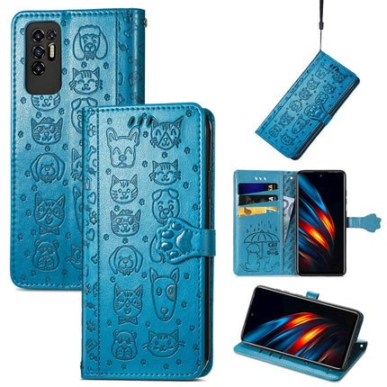 Lovely Cat and Dog Embossing Pattern Horizontal Flip Leather Phone Case with Holder & Card Slots & Wallet & Cartoon Clasp & Lanyard, For Motorola Moto G60S, For Tecno Pova 2, For vivo X70 Pro