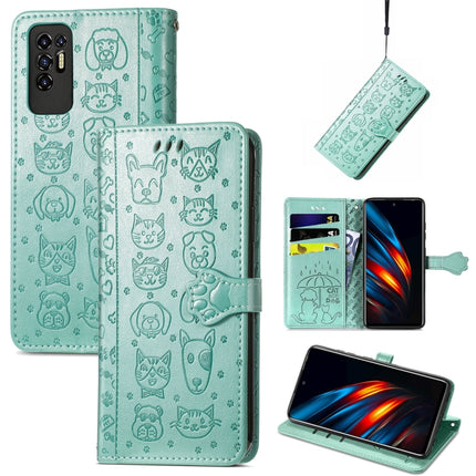 Lovely Cat and Dog Embossing Pattern Horizontal Flip Leather Phone Case with Holder & Card Slots & Wallet & Cartoon Clasp & Lanyard, For Motorola Moto G60S, For Tecno Pova 2, For vivo X70 Pro