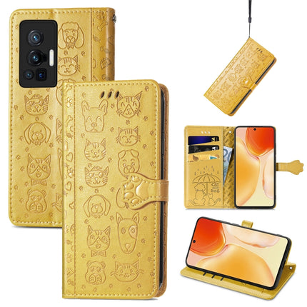 Lovely Cat and Dog Embossing Pattern Horizontal Flip Leather Phone Case with Holder & Card Slots & Wallet & Cartoon Clasp & Lanyard, For Motorola Moto G60S, For Tecno Pova 2, For vivo X70 Pro