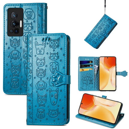 Lovely Cat and Dog Embossing Pattern Horizontal Flip Leather Phone Case with Holder & Card Slots & Wallet & Cartoon Clasp & Lanyard, For Motorola Moto G60S, For Tecno Pova 2, For vivo X70 Pro