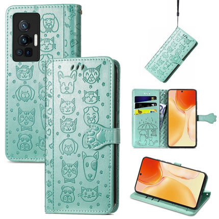 Lovely Cat and Dog Embossing Pattern Horizontal Flip Leather Phone Case with Holder & Card Slots & Wallet & Cartoon Clasp & Lanyard, For Motorola Moto G60S, For Tecno Pova 2, For vivo X70 Pro