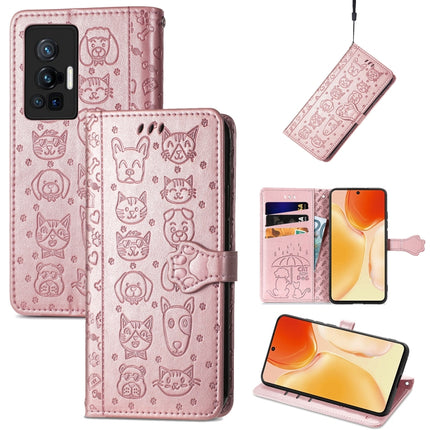 Lovely Cat and Dog Embossing Pattern Horizontal Flip Leather Phone Case with Holder & Card Slots & Wallet & Cartoon Clasp & Lanyard, For Motorola Moto G60S, For Tecno Pova 2, For vivo X70 Pro
