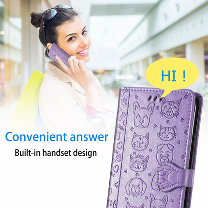 Lovely Cat and Dog Embossing Pattern Horizontal Flip Leather Phone Case with Holder & Card Slots & Wallet & Cartoon Clasp & Lanyard, For vivo X70