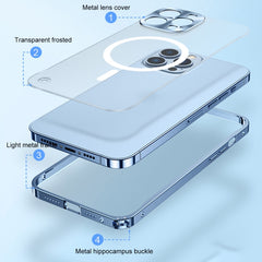 Metal Frame Frosted PC Shockproof Magsafe Case, For iPhone 13 mini, For iPhone 13, For iPhone 13 Pro, For iPhone 13 Pro Max, For iPhone 12 mini, For iPhone 12, For iPhone 12 Pro, For iPhone 12 Pro Max