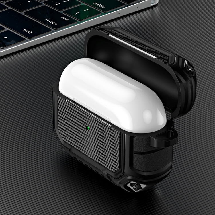 Diamond Shield Mecha TPU + PC Kopfhörer-Schutzhülle mit Haken für AirPods Pro, für AirPods Pro