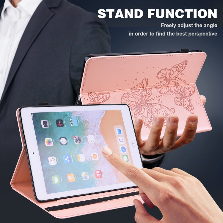Horizontale Klapphülle aus Leder mit geprägtem Schmetterlingsmuster für Tablets, für iPad mini 2024 / mini 6, für iPad Pro 11 2022 / 2021 / Air 4, für iPad 10.2 / Air 10.5 2019, für iPad mini 5 / 4 / 3 / 2 / 1, für iPad 9.7 (2018/2017) / Air 2 / Air