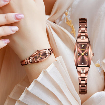 OLEVS 5501 Diamond Small Dial Tungsten Steel Bracelet Quartz Watch for Ladies