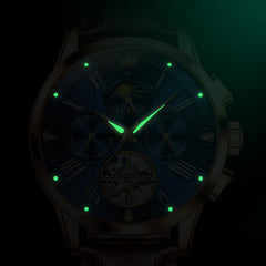 OLEVS 9912 Hollow Flywheel Week Calendar Dial Luminous Mechanical Watch for Men