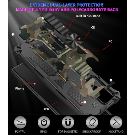 Camouflage Armor Shockproof TPU + PC Magnetic Protective Phone Case with Holder, For Samsung Galaxy S22 Ultra 5G, For Motorola Edge (2021)