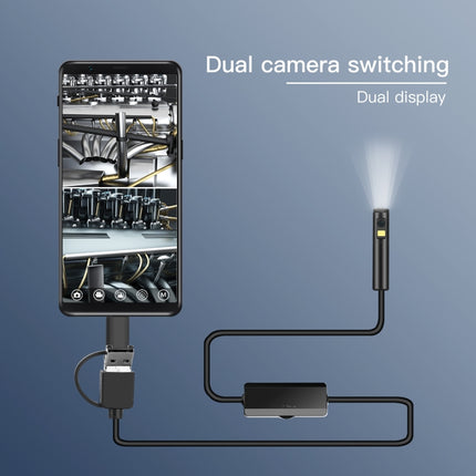 AN100 3 in 1 IP68 Waterproof USB-C / Type-C + Micro USB + USB Dual Cameras Industrial Didital Endoscope with 9 LEDs, Support Android System, Lens Diameter: 8mm