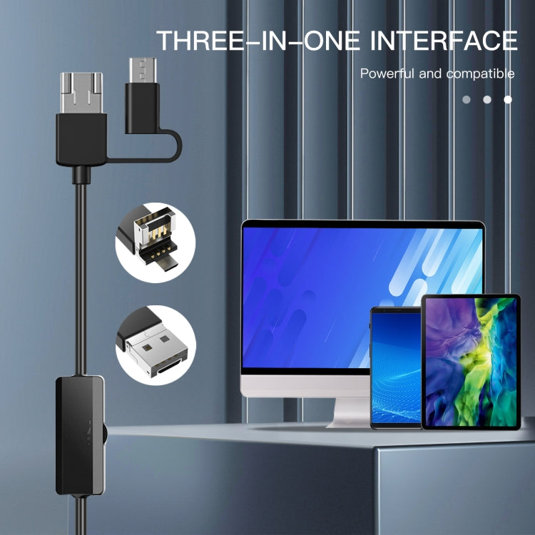 AN100 3 in 1 IP68 Waterproof USB-C / Type-C + Micro USB + USB Dual Cameras Industrial Didital Endoscope with 9 LEDs, Support Android System, Lens Diameter: 8mm, 1m Soft Cable, 2m Soft Cable, 3.5m Soft Cable, 5m Soft Cable, 10m Soft Cable, 1m Hard Cable...