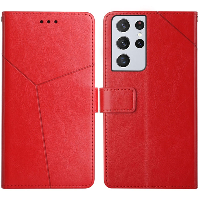 Y Stitching Horizontal Flip Leather Case with Holder & Card Slots & Wallet & Photo Frame, For Samsung Galaxy S21 Ultra 5G