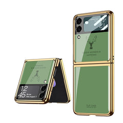 GKK Elk Electroplating Glass Shell Film Integrated Phone Case, For Samsung Galaxy Z Flip3 5G