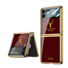 GKK Elk Electroplating Glass Shell Film Integrated Phone Case, For Samsung Galaxy Z Flip3 5G