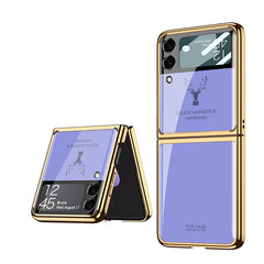 GKK Elk Electroplating Glass Shell Film Integrated Phone Case, For Samsung Galaxy Z Flip3 5G