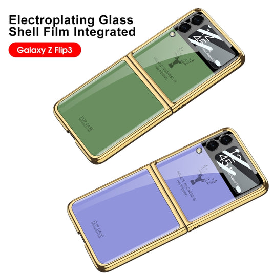 GKK Elk Electroplating Glass Shell Film Integrated Phone Case, For Samsung Galaxy Z Flip3 5G