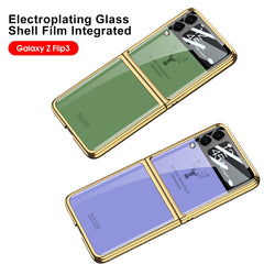 GKK Elk Electroplating Glass Shell Film Integrated Phone Case, For Samsung Galaxy Z Flip3 5G