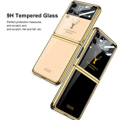 GKK Elk Electroplating Glass Shell Film Integrated Phone Case, For Samsung Galaxy Z Flip3 5G