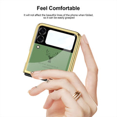 GKK Elk Electroplating Glass Shell Film Integrated Phone Case, For Samsung Galaxy Z Flip3 5G