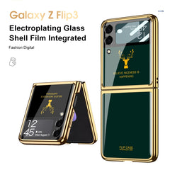 GKK Elk Electroplating Glass Shell Film Integrated Phone Case, For Samsung Galaxy Z Flip3 5G