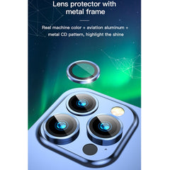 TOTUDESIGN AB-061 Golden Shield Series Metal Frame Camera Lens Film, For iPhone 13 mini / 13