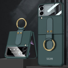 GKK Ultra-thin PC Full Coverage Phone Flip Case with Ring Holder, For Samsung Galaxy Z Flip3 5G