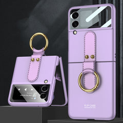 GKK Ultra-thin PC Full Coverage Phone Flip Case with Ring Holder, For Samsung Galaxy Z Flip3 5G