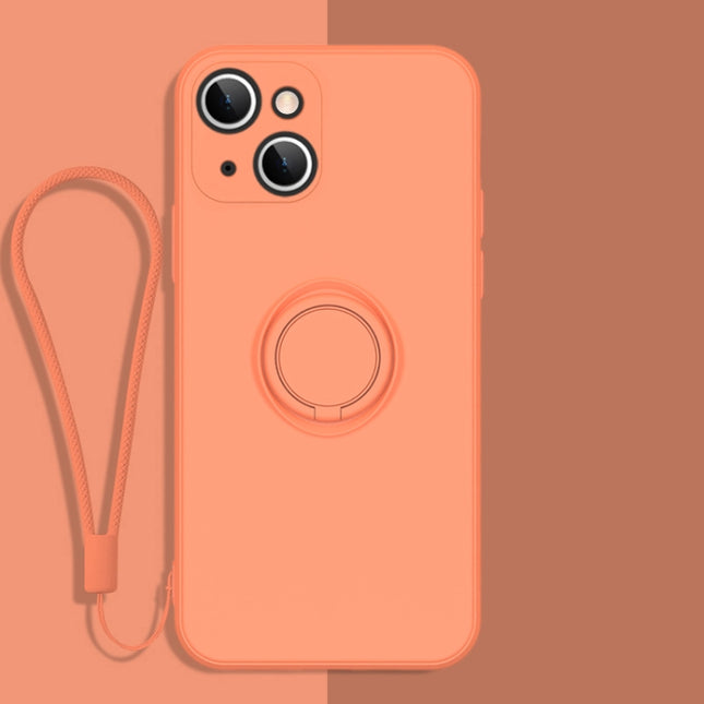 All-inclusive-Telefonschutzhülle aus flüssigem Silikon mit Ringhalter und Umhängeband, für iPhone 13 mini, für iPhone 13