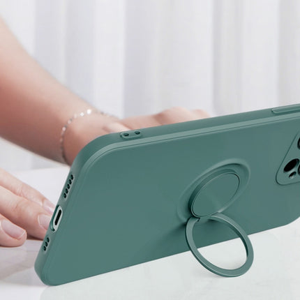 All-inclusive Liquid Silicone Phone Protective Case with Ring Holder & Lanyard, For iPhone 13 mini