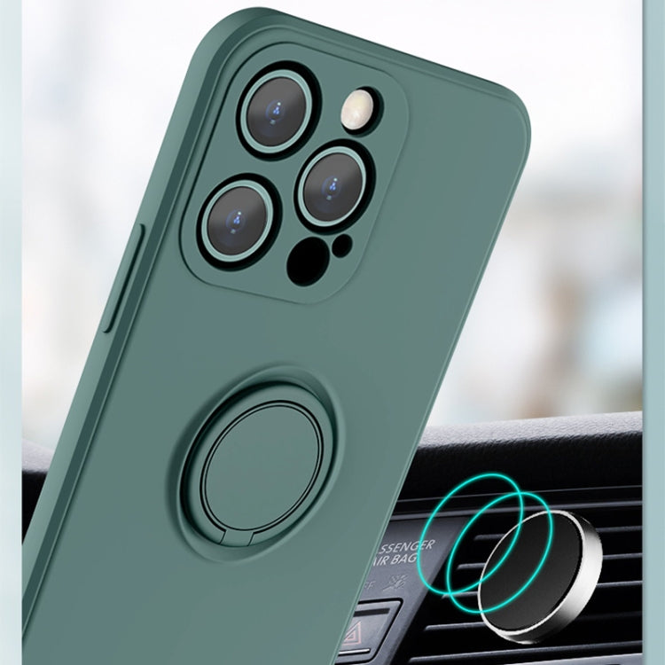 All-inclusive Liquid Silicone Phone Protective Case with Ring Holder & Lanyard, For iPhone 13 mini
