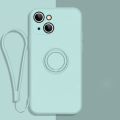 All-inclusive Liquid Silicone Phone Protective Case with Ring Holder & Lanyard, For iPhone 13