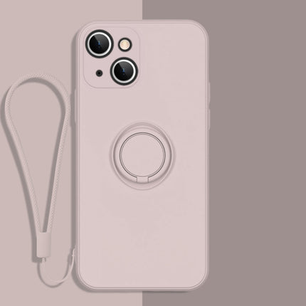 All-inclusive Liquid Silicone Phone Protective Case with Ring Holder & Lanyard, For iPhone 13