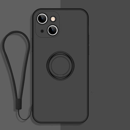 All-inclusive Liquid Silicone Phone Protective Case with Ring Holder & Lanyard, For iPhone 13