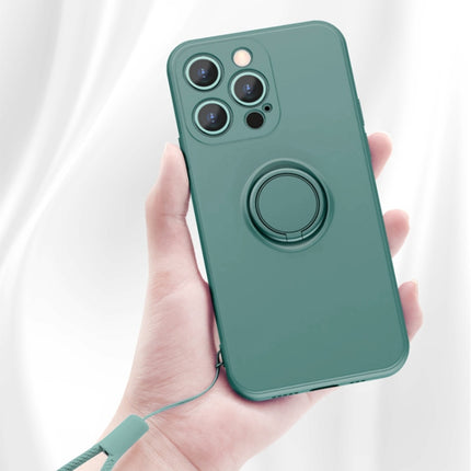 All-inclusive Liquid Silicone Phone Protective Case with Ring Holder & Lanyard, For iPhone 13