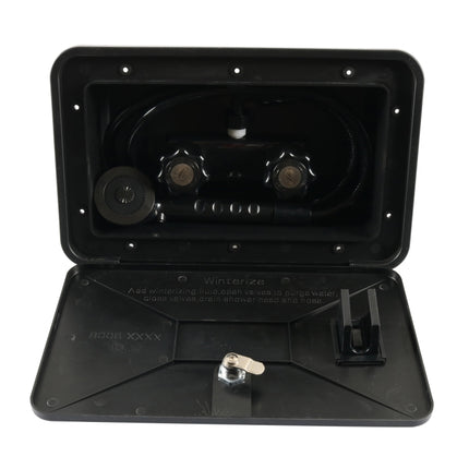 RV External Shower Box Head with Hose, A6622-02 Black