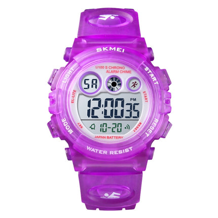 SKMEI 1451 LED Digital Stopwatch Chronograph Luminous Children Sports Electronic Watch, 1451(Transparent Rose Red), 1451(White Shell Blue Circle), 1451(Yellow Shell Blue Circle), 1451(Black Shell Blue Circle), 1451(Transparent Pink Blue)               ...