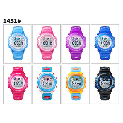 SKMEI 1451 LED Digital Stopwatch Chronograph Luminous Children Sports Electronic Watch, 1451(Transparent Rose Red), 1451(White Shell Blue Circle), 1451(Yellow Shell Blue Circle), 1451(Black Shell Blue Circle), 1451(Transparent Pink Blue)               ...
