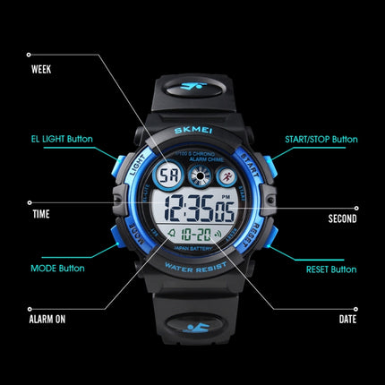 SKMEI 1451 LED Digital Stopwatch Chronograph Luminous Children Sports Electronic Watch, 1451(Transparent Rose Red), 1451(White Shell Blue Circle), 1451(Yellow Shell Blue Circle), 1451(Black Shell Blue Circle), 1451(Transparent Pink Blue)               ...