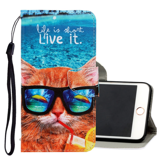 Estuche de cuero PU con tapa horizontal con dibujo en color 3D, ranuras para tarjetas y billetera, para iPhone 8 Plus/7 Plus