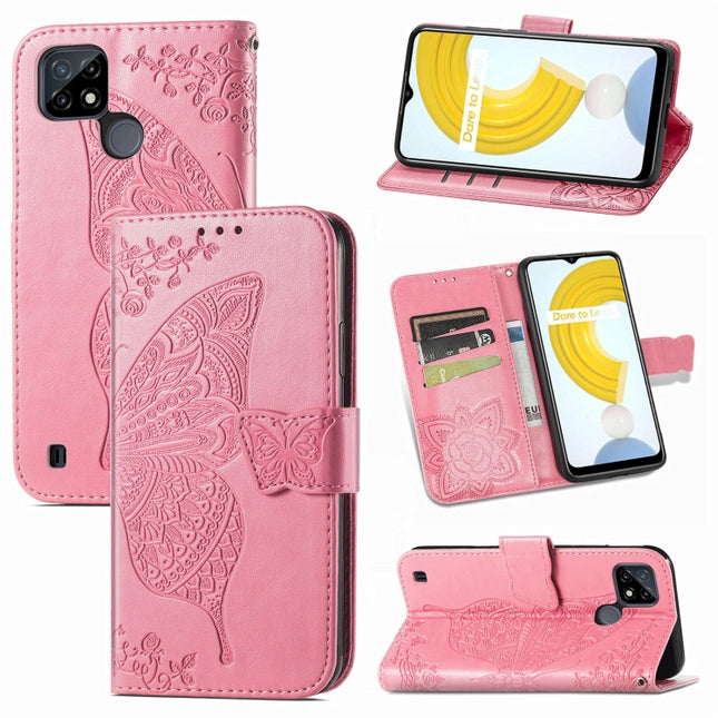 Butterfly Love Flowers Embossed Horizontal Flip Leather Case with Holder & Card Slots & Wallet & Lanyard, For OPPO Realme C21Y, For Xiaomi Mi 11T / 11T Pro, For Honor Play 5T Youth
