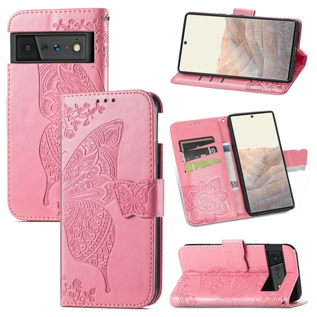 Butterfly Love Flowers Embossed Horizontal Flip Leather Case with Holder & Card Slots & Wallet & Lanyard, For Google Pixel 6, For vivo Y72 5G