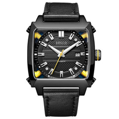 BAOGELA 6763G Square Dial Leather Strap Clock Calendar Mechanical Watch For Men