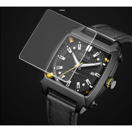 BAOGELA 6763G Square Dial Leather Strap Clock Calendar Mechanical Watch For Men