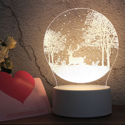 White Base Creative 3D Tricolor LED Decorative Night Light, Button Plug Version, Birthday Cake, Snow Deer 01, Christmas Tree 01, Christmas Deer 01, Globe