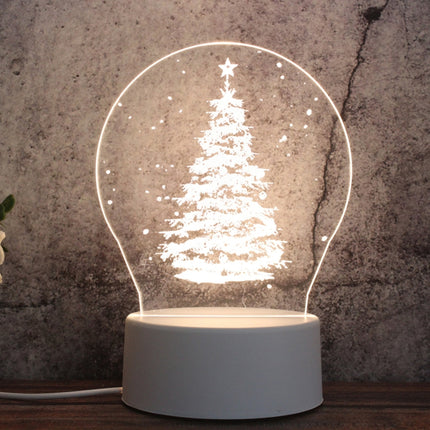 White Base Creative 3D Tricolor LED Decorative Night Light, Button Plug Version, Birthday Cake, Snow Deer 01, Christmas Tree 01, Christmas Deer 01, Globe
