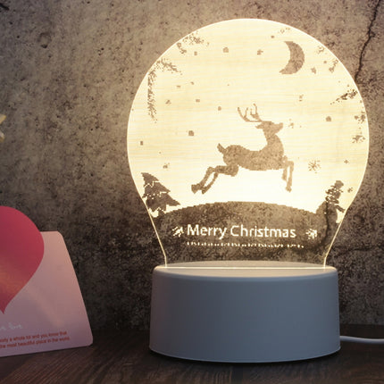 White Base Creative 3D Tricolor LED Decorative Night Light, Button Plug Version, Birthday Cake, Snow Deer 01, Christmas Tree 01, Christmas Deer 01, Globe